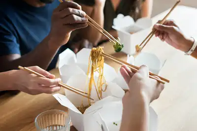 Asian food truck catering at an event