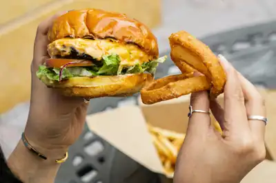 Burger food truck catering at an event