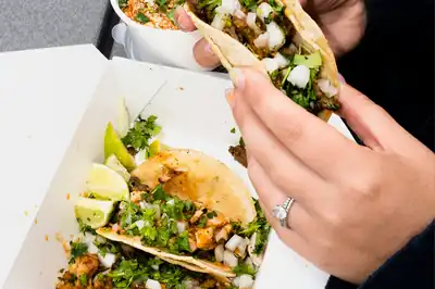 Food truck serving team lunch at office