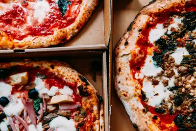 Pizza food truck catering at an event