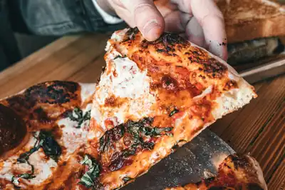 Pizza food truck serving guests
