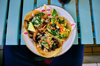 Taco food truck catering at an event